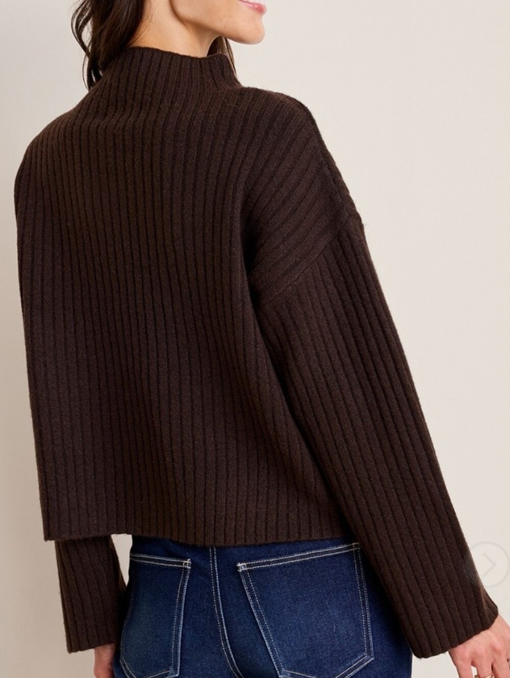 Design365 RARE 100% Cashmere Kimono Style Mock Neck Ribbed Crop Sweater Womens S